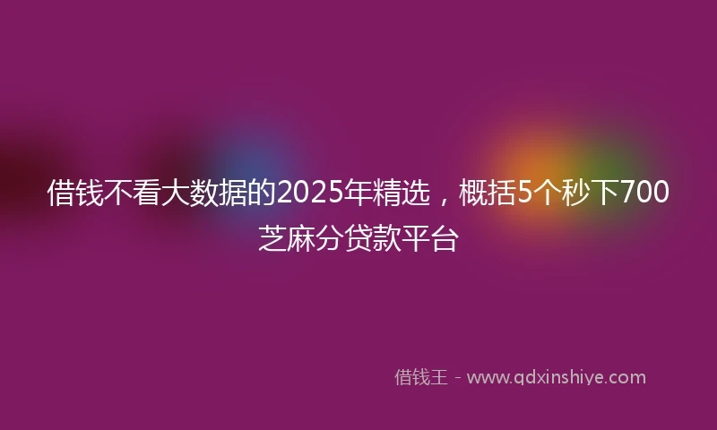 借钱不看大数据的2025年精选，概括5个秒下700芝麻分贷款平台