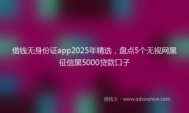 借钱无身份证app2025年精选，盘点5个无视网黑征信黑5000贷款口子