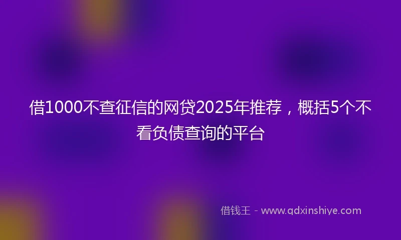 借1000不查征信的网贷2025年推荐，概括5个不看负债查询的平台