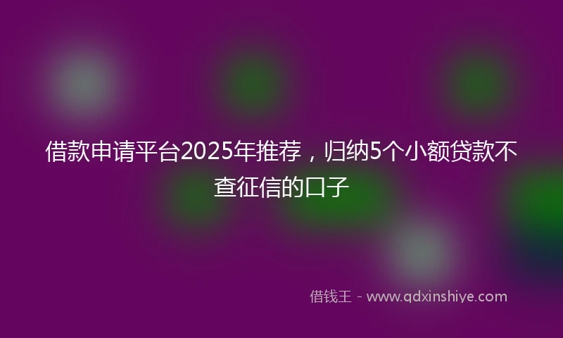 借款申请平台2025年推荐，归纳5个小额贷款不查征信的口子
