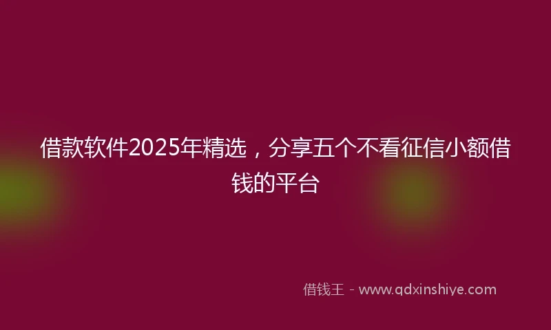 借款软件2025年精选，分享五个不看征信小额借钱的平台