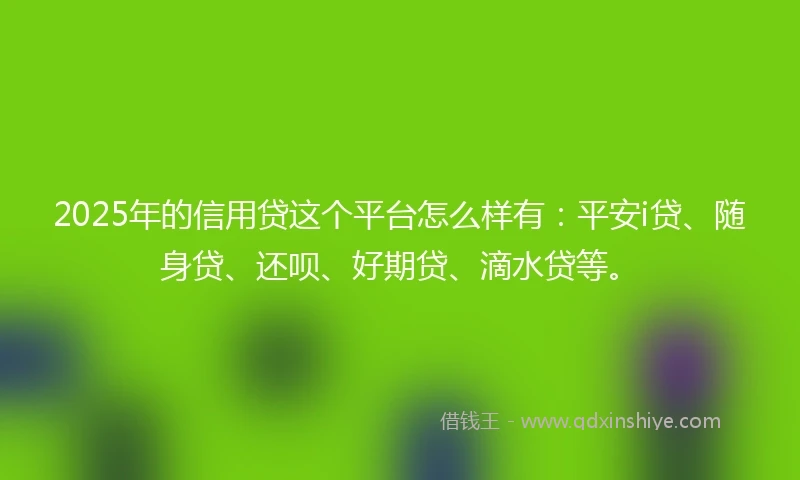 2025年的信用贷这个平台怎么样有：平安i贷、随身贷、还呗、好期贷、滴水贷等。