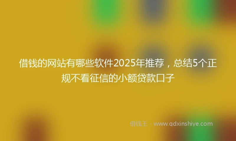 借钱的网站有哪些软件2025年推荐，总结5个正规不看征信的小额贷款口子