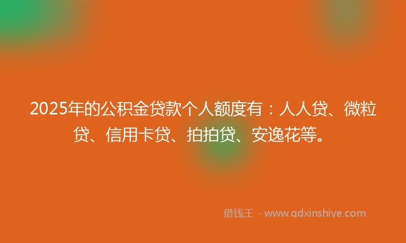 2025年的公积金贷款个人额度有：人人贷、微粒贷、信用卡贷、拍拍贷、安逸花等。