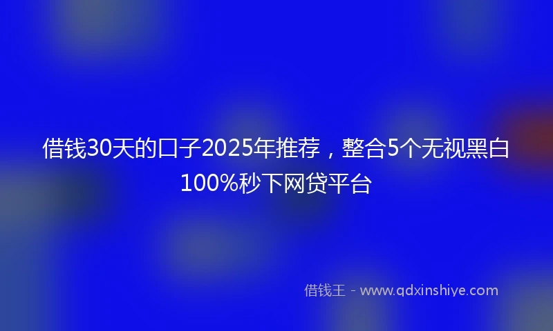 借钱30天的口子2025年推荐，整合5个无视黑白100%秒下网贷平台
