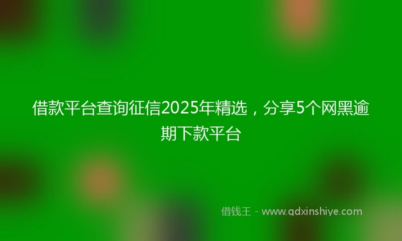 借款平台查询征信2025年精选，分享5个网黑逾期下款平台
