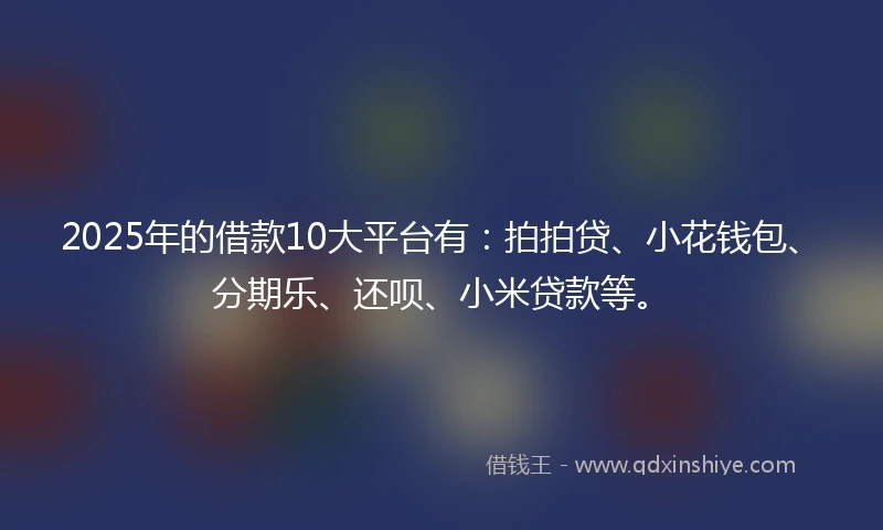 2025年的借款10大平台有：拍拍贷、小花钱包、分期乐、还呗、小米贷款等。