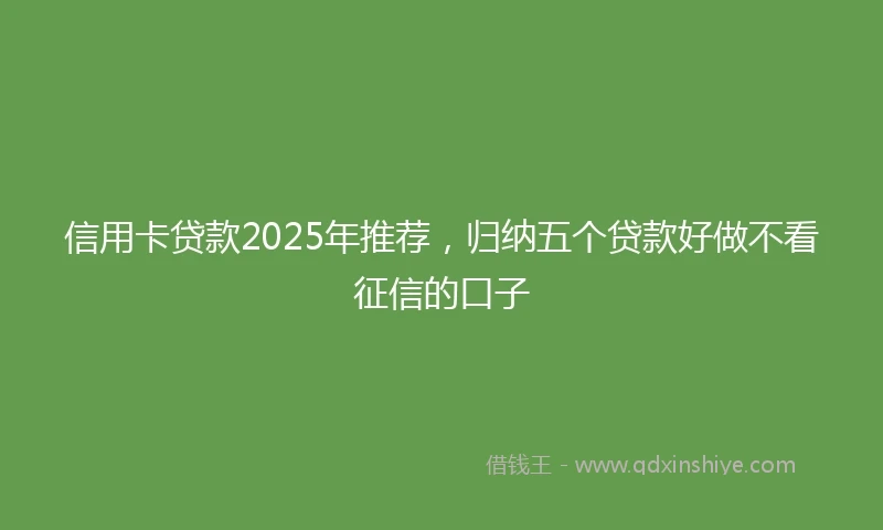信用卡贷款2025年推荐，归纳五个贷款好做不看征信的口子