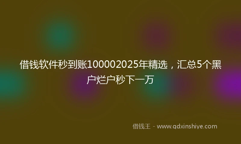 借钱软件秒到账100002025年精选，汇总5个黑户烂户秒下一万