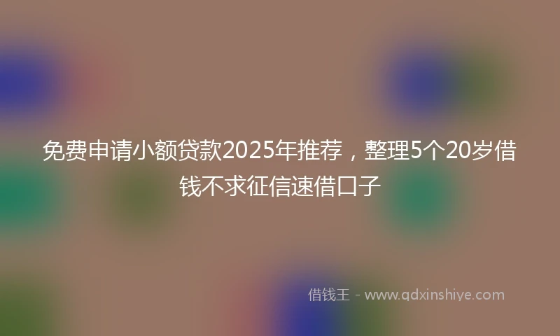 免费申请小额贷款2025年推荐，整理5个20岁借钱不求征信速借口子