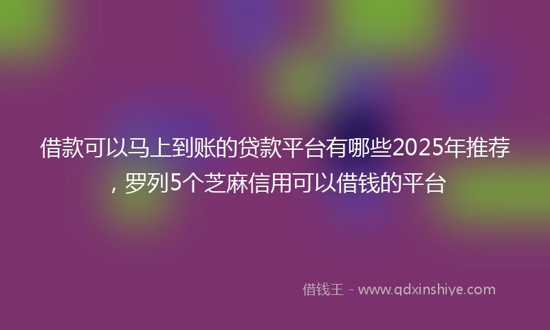借款可以马上到账的贷款平台有哪些2025年推荐，罗列5个芝麻信用可以借钱的平台