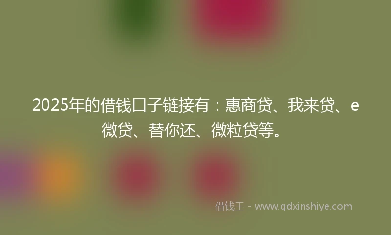 2025年的借钱口子链接有：惠商贷、我来贷、e微贷、替你还、微粒贷等。
