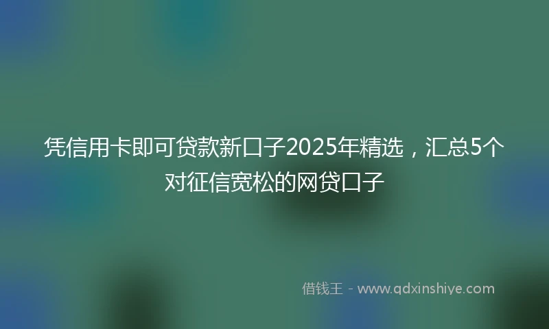 凭信用卡即可贷款新口子2025年精选，汇总5个对征信宽松的网贷口子