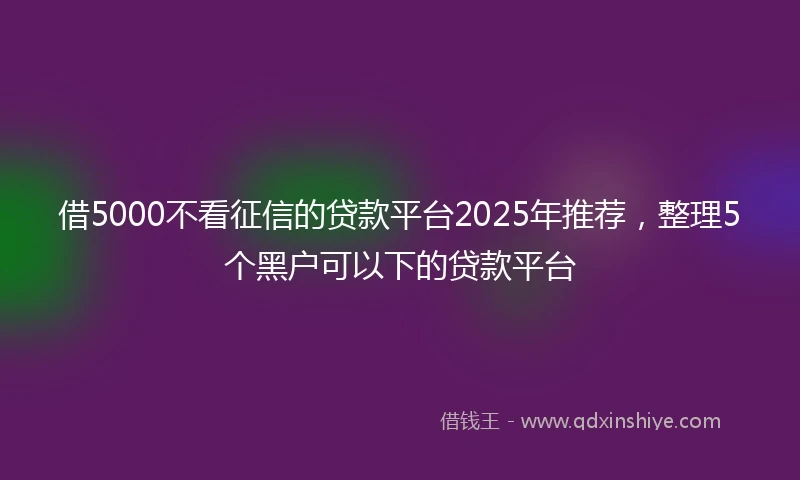 借5000不看征信的贷款平台2025年推荐，整理5个黑户可以下的贷款平台