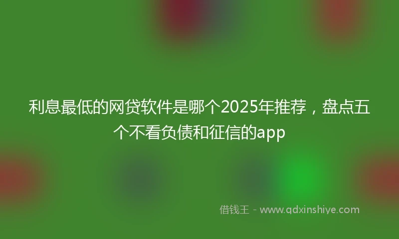 利息最低的网贷软件是哪个2025年推荐，盘点五个不看负债和征信的app