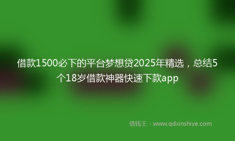 借款1500必下的平台梦想贷2025年精选，总结5个18岁借款神器快速下款app