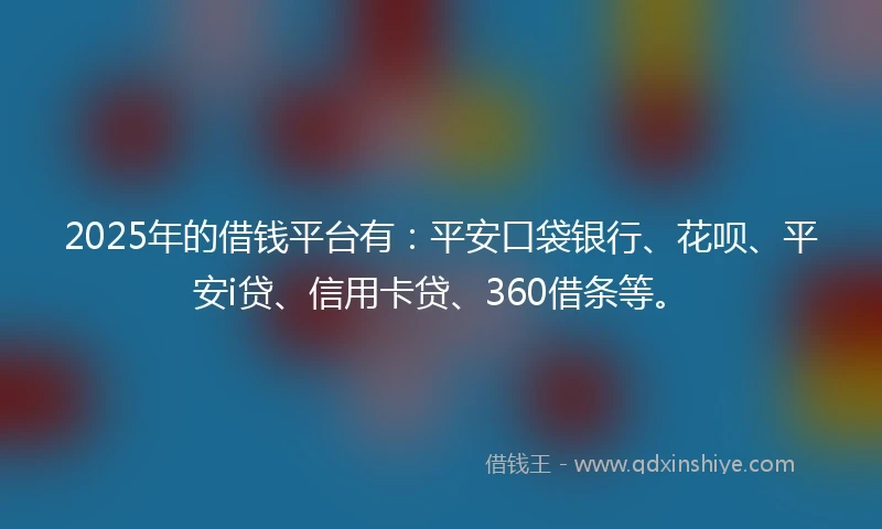 2025年的借钱平台有：平安口袋银行、花呗、平安i贷、信用卡贷、360借条等。