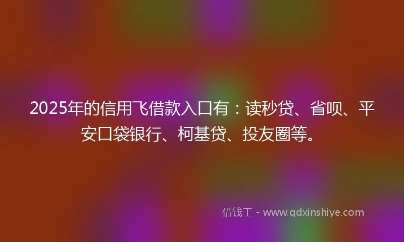 2025年的信用飞借款入口有：读秒贷、省呗、平安口袋银行、柯基贷、投友圈等。