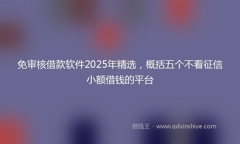 免审核借款软件2025年精选，概括五个不看征信小额借钱的平台