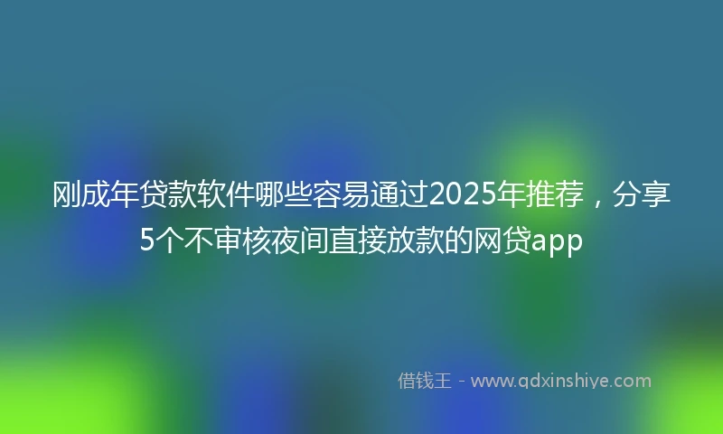 刚成年贷款软件哪些容易通过2025年推荐，分享5个不审核夜间直接放款的网贷app