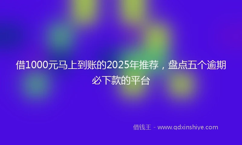 借1000元马上到账的2025年推荐，盘点五个逾期必下款的平台