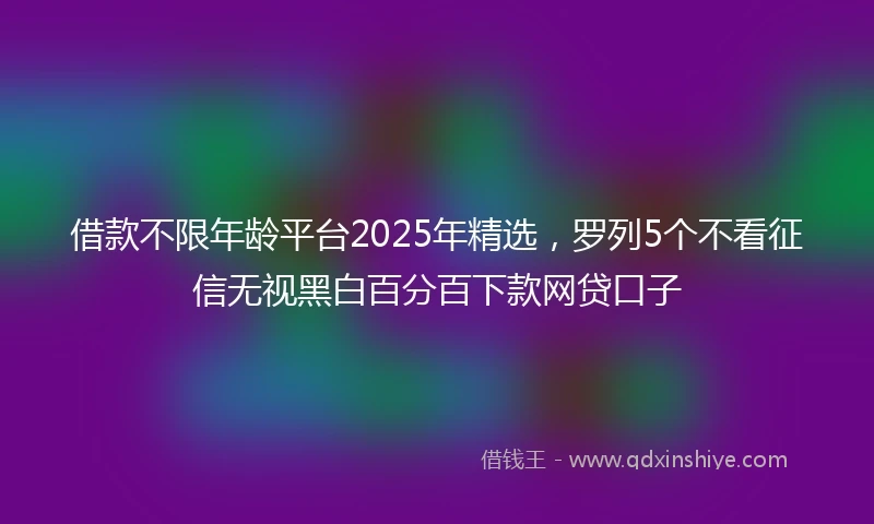 借款不限年龄平台2025年精选，罗列5个不看征信无视黑白百分百下款网贷口子