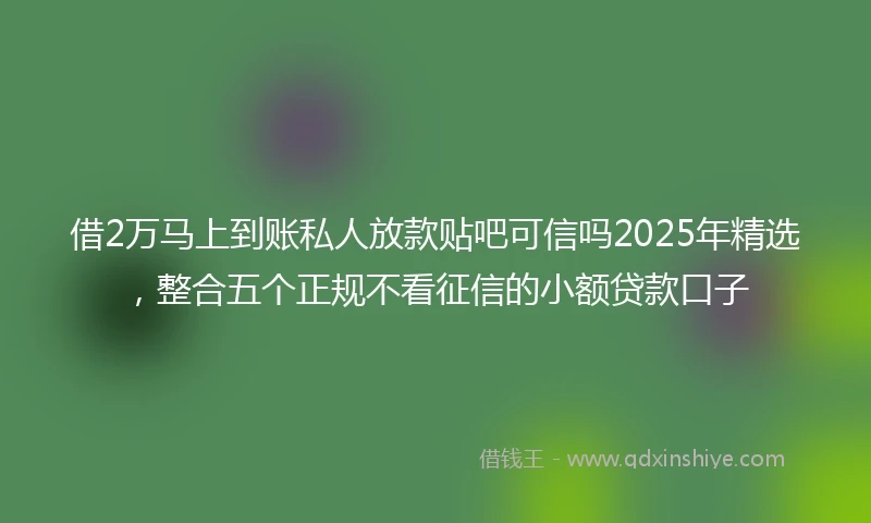 借2万马上到账私人放款贴吧可信吗2025年精选，整合五个正规不看征信的小额贷款口子