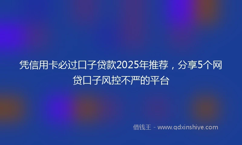 凭信用卡必过口子贷款2025年推荐，分享5个网贷口子风控不严的平台