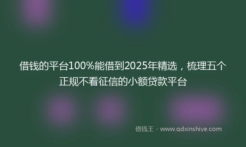 借钱的平台100%能借到2025年精选，梳理五个正规不看征信的小额贷款平台