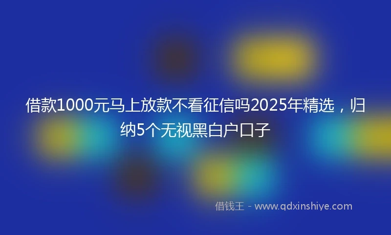 借款1000元马上放款不看征信吗2025年精选，归纳5个无视黑白户口子