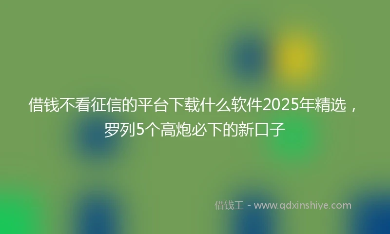 借钱不看征信的平台下载什么软件2025年精选，罗列5个高炮必下的新口子
