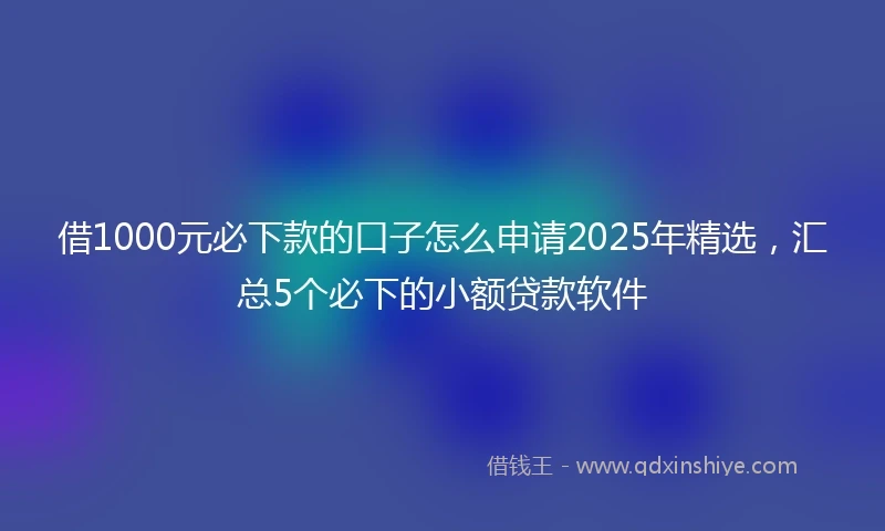 借1000元必下款的口子怎么申请2025年精选，汇总5个必下的小额贷款软件