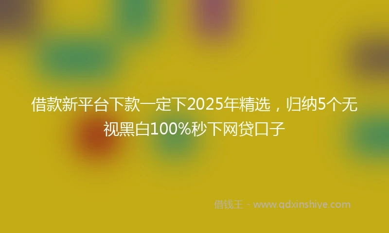 借款新平台下款一定下2025年精选，归纳5个无视黑白100%秒下网贷口子