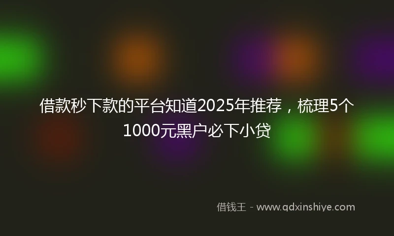 借款秒下款的平台知道2025年推荐，梳理5个1000元黑户必下小贷