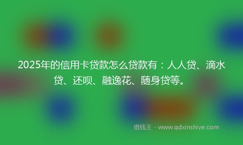 2025年的信用卡贷款怎么贷款有：人人贷、滴水贷、还呗、融逸花、随身贷等。