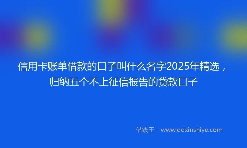 信用卡账单借款的口子叫什么名字2025年精选，归纳五个不上征信报告的贷款口子