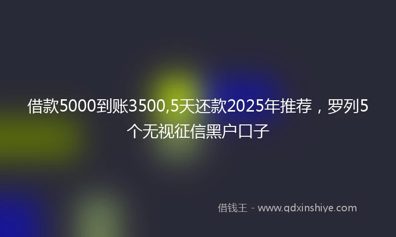 借款5000到账3500,5天还款2025年推荐，罗列5个无视征信黑户口子
