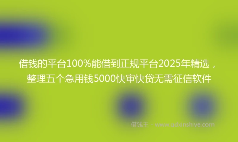 借钱的平台100%能借到正规平台2025年精选，整理五个急用钱5000快审快贷无需征信软件