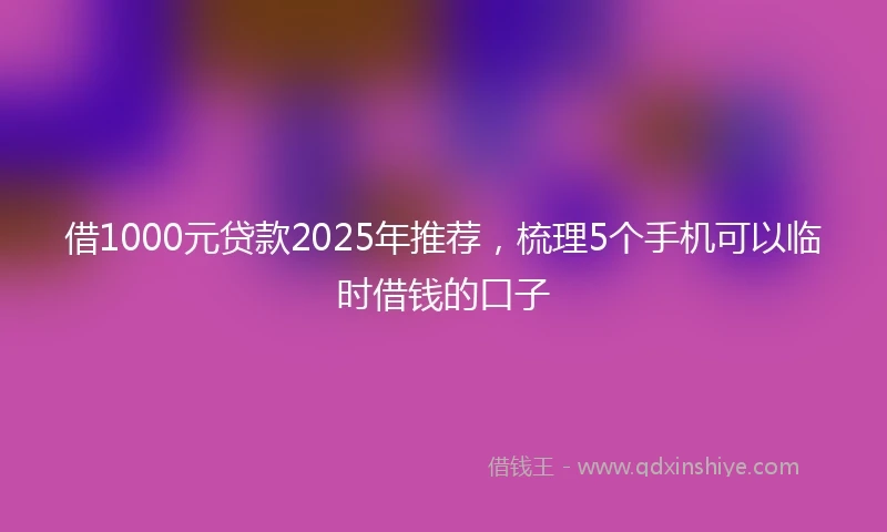 借1000元贷款2025年推荐，梳理5个手机可以临时借钱的口子