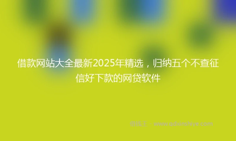 借款网站大全最新2025年精选，归纳五个不查征信好下款的网贷软件