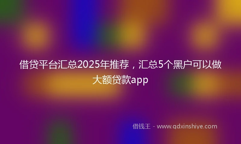 借贷平台汇总2025年推荐，汇总5个黑户可以做大额贷款app