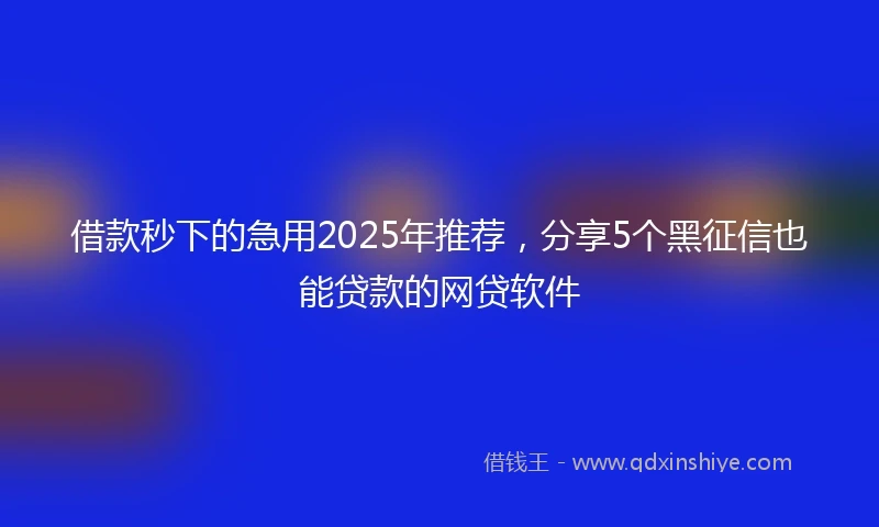 借款秒下的急用2025年推荐，分享5个黑征信也能贷款的网贷软件