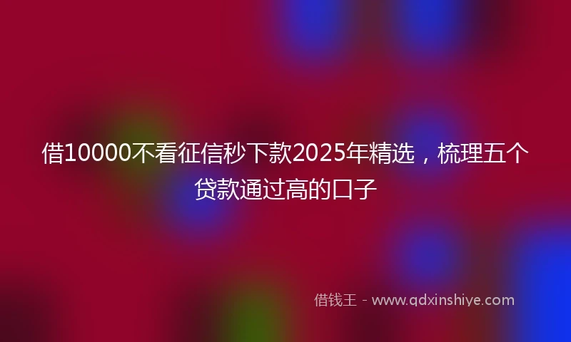 借10000不看征信秒下款2025年精选，梳理五个贷款通过高的口子