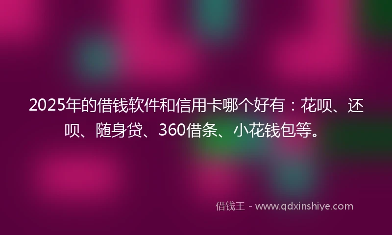 2025年的借钱软件和信用卡哪个好有：花呗、还呗、随身贷、360借条、小花钱包等。