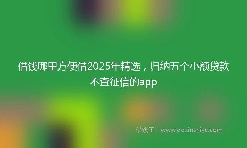 借钱哪里方便借2025年精选，归纳五个小额贷款不查征信的app
