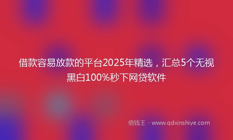 借款容易放款的平台2025年精选，汇总5个无视黑白100%秒下网贷软件