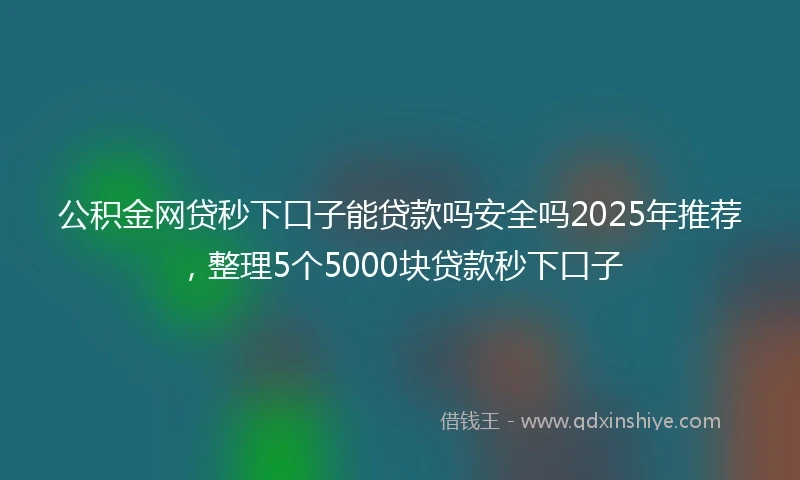 公积金网贷秒下口子能贷款吗安全吗2025年推荐，整理5个5000块贷款秒下口子