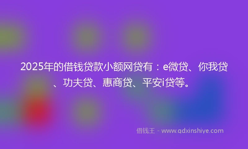 2025年的借钱贷款小额网贷有：e微贷、你我贷、功夫贷、惠商贷、平安i贷等。