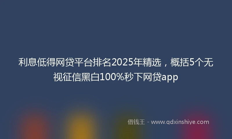 利息低得网贷平台排名2025年精选，概括5个无视征信黑白100%秒下网贷app