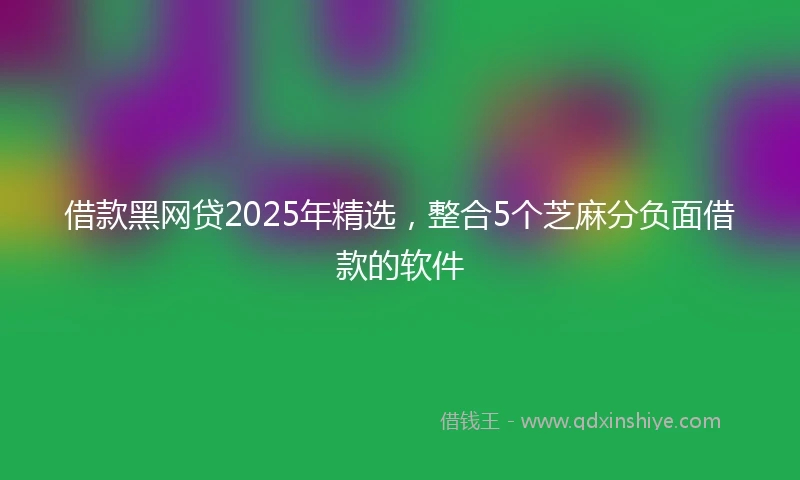 借款黑网贷2025年精选，整合5个芝麻分负面借款的软件